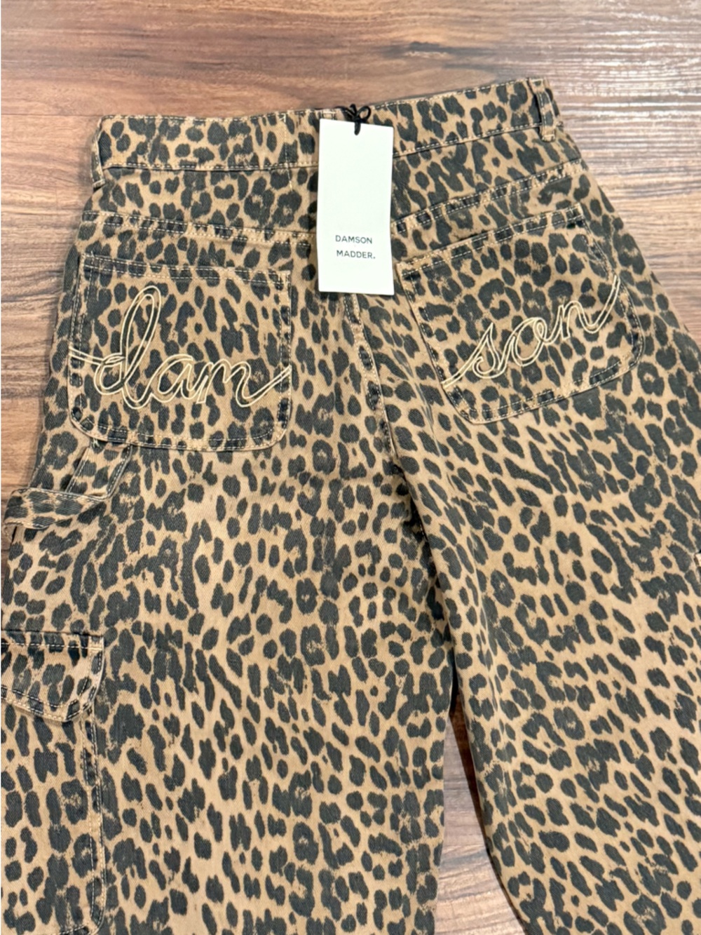 Damson Madder Leopard Print Baggy Leg Cargo Carpenter Denim Size US 6 (UK 10)